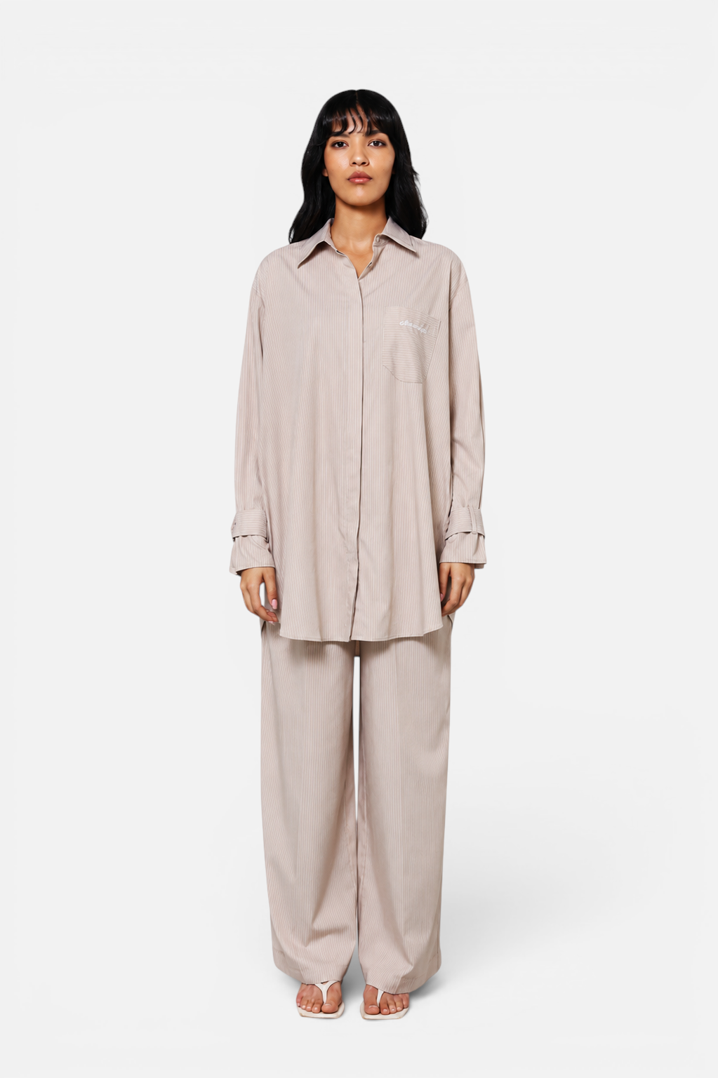SALMIA SHIRT <span>KHAKI WHITE STRIPES</span>