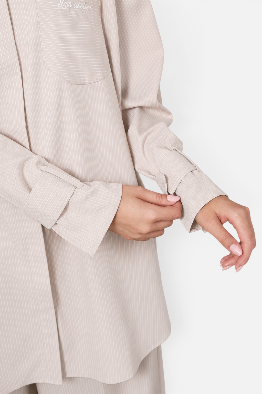 SALMIA SHIRT <span>KHAKI WHITE STRIPES</span>