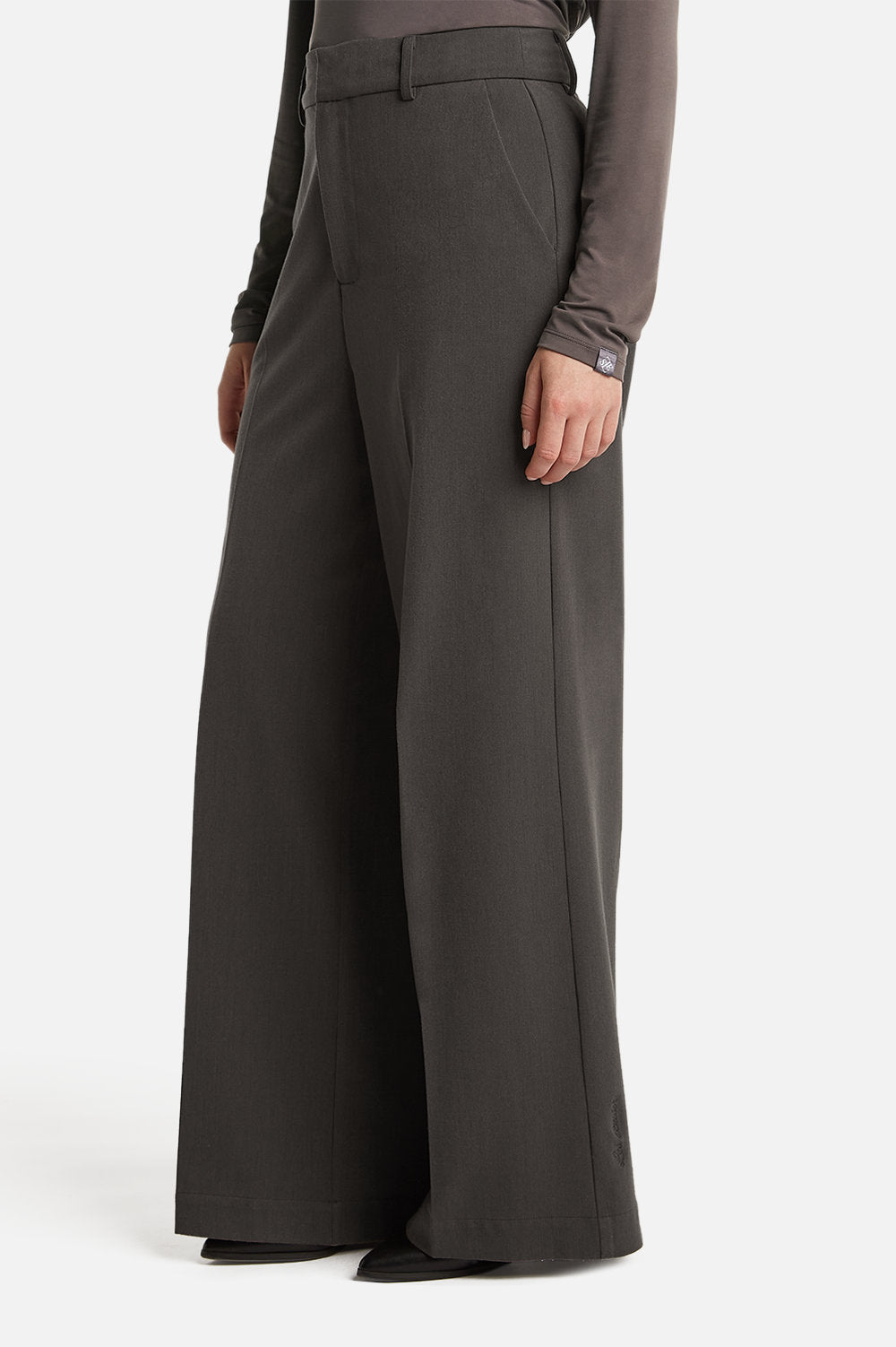 ELENA WIDE-LEG PANTS <span>CHARCOAL TAUPE</span>
