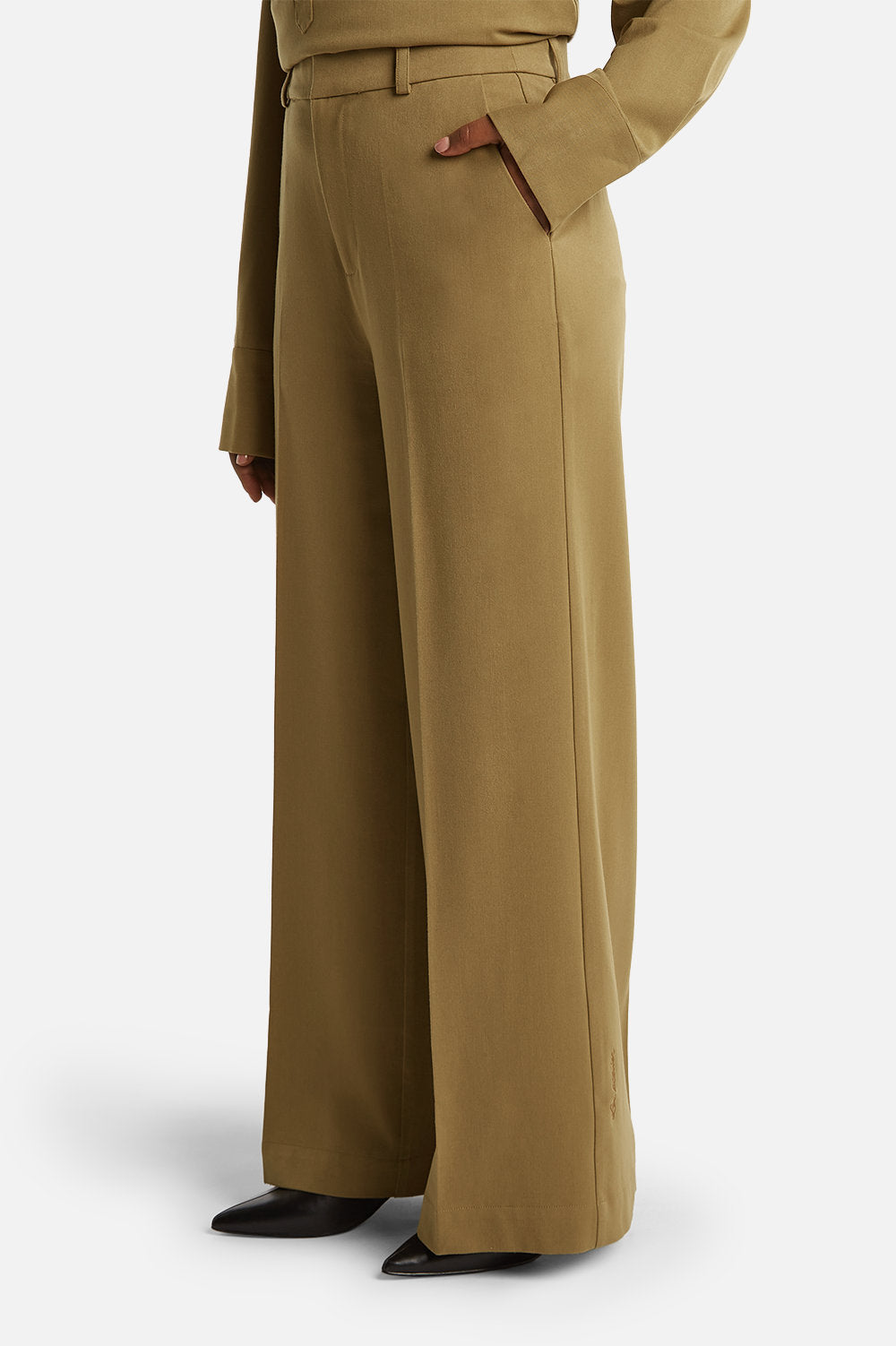 ELENA WIDE-LEG PANTS <span>MOSS KHAKI</span>