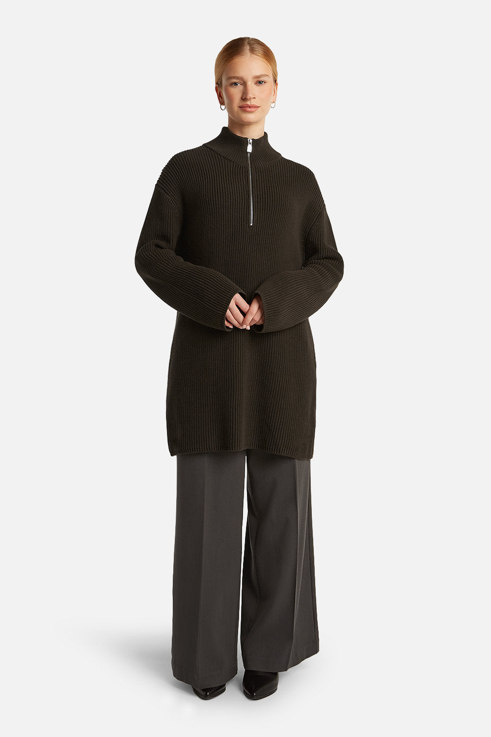HIBA QUARTER-ZIP <span>DEEP TAUPE</span>