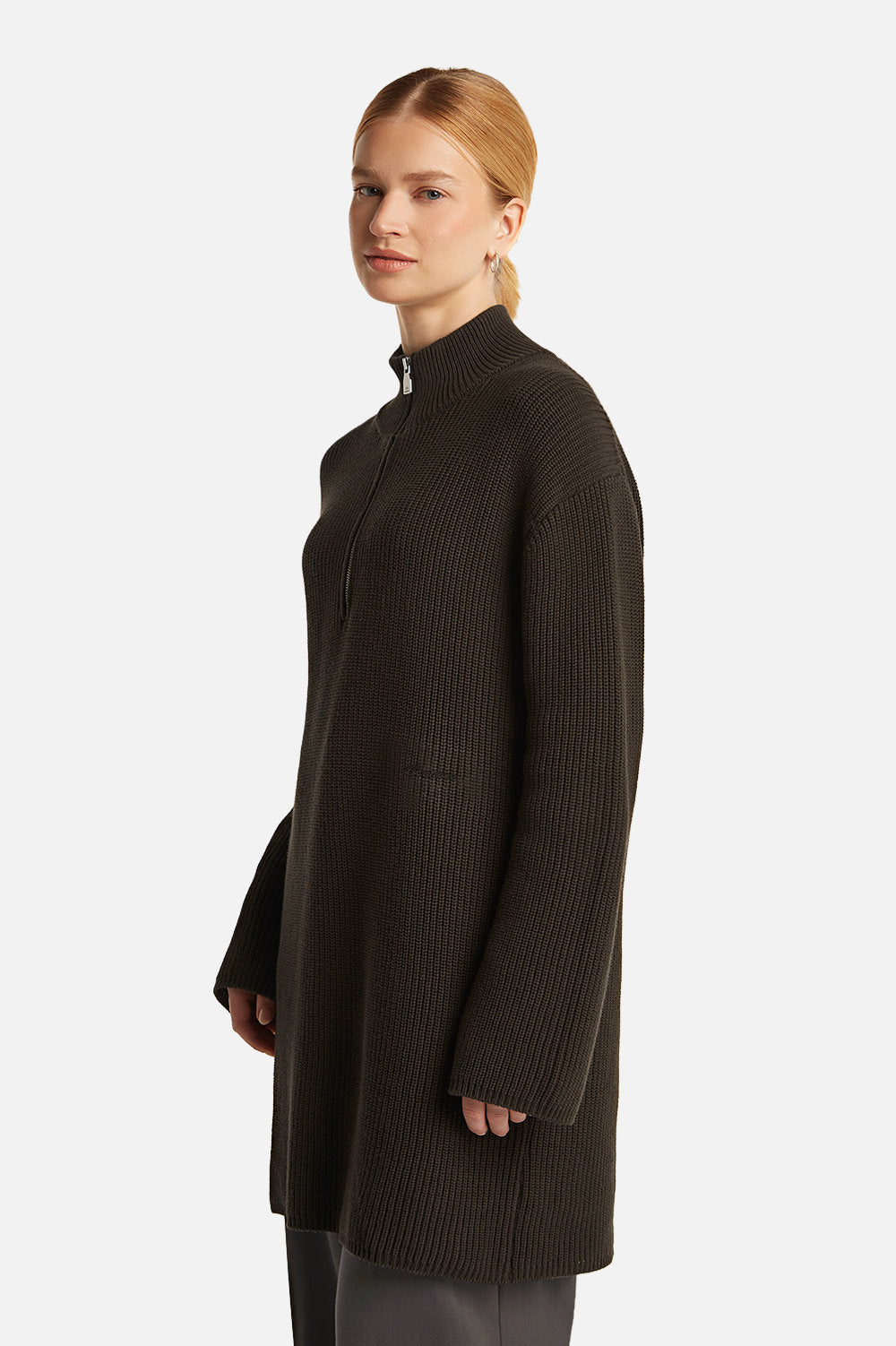 HIBA QUARTER-ZIP <span>DEEP TAUPE</span>