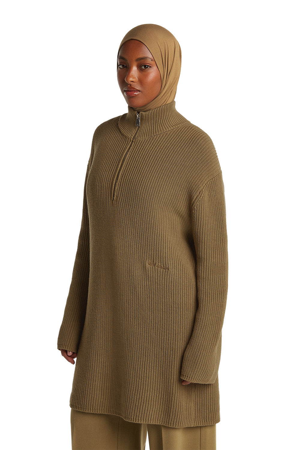 HIBA QUARTER-ZIP <span>MOSS KHAKI</span>