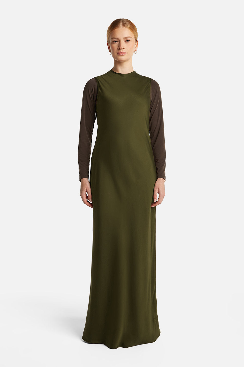 RANA SLEEVELESS DRESS <span>DEEP OLIVE</span>