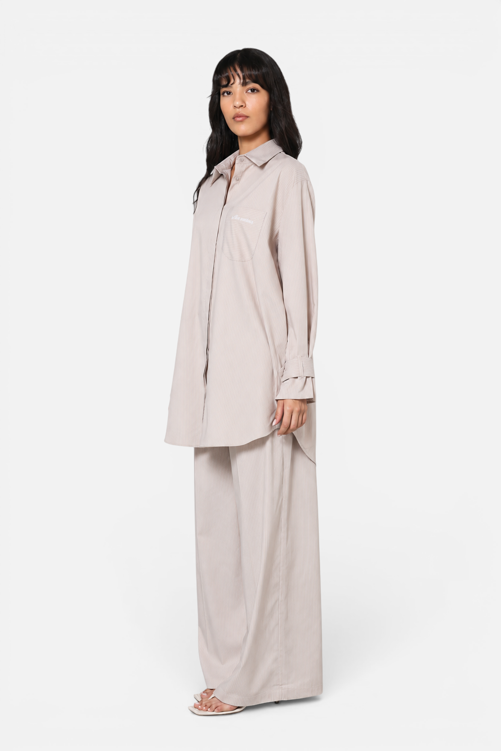 SALMIA SHIRT <span>KHAKI WHITE STRIPES</span>