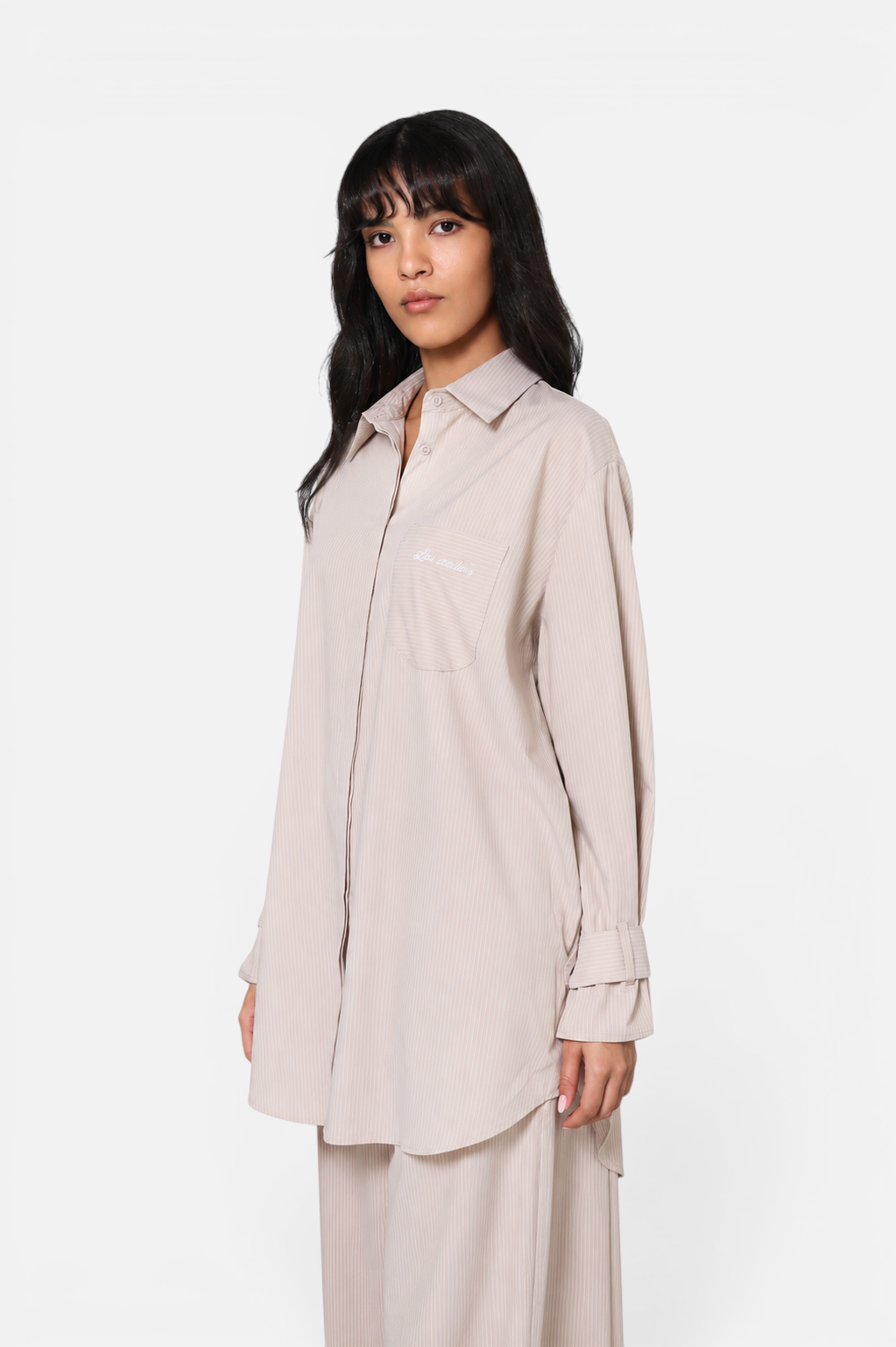 SALMIA SHIRT <span>KHAKI WHITE STRIPES</span>