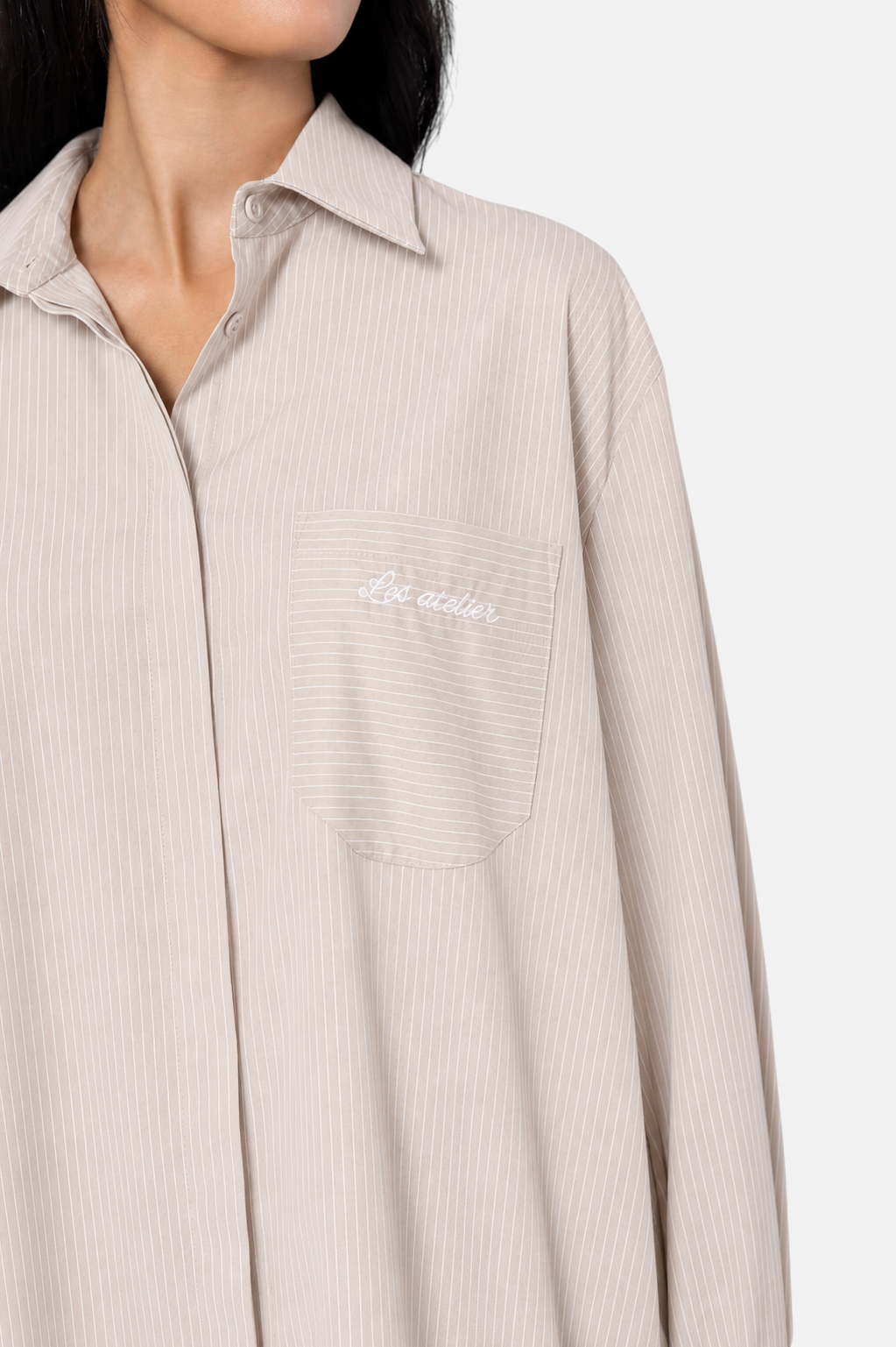 SALMIA SHIRT <span>KHAKI WHITE STRIPES</span>