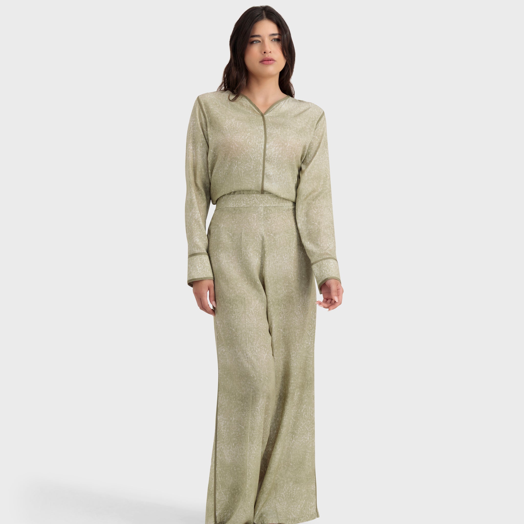 ZARA PANTS OLIVE GREEN PRINTED