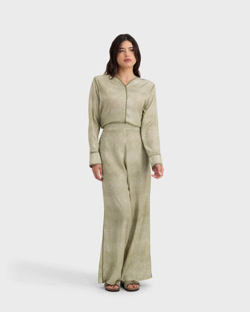 ZARA PANTS OLIVE GREEN PRINTED
