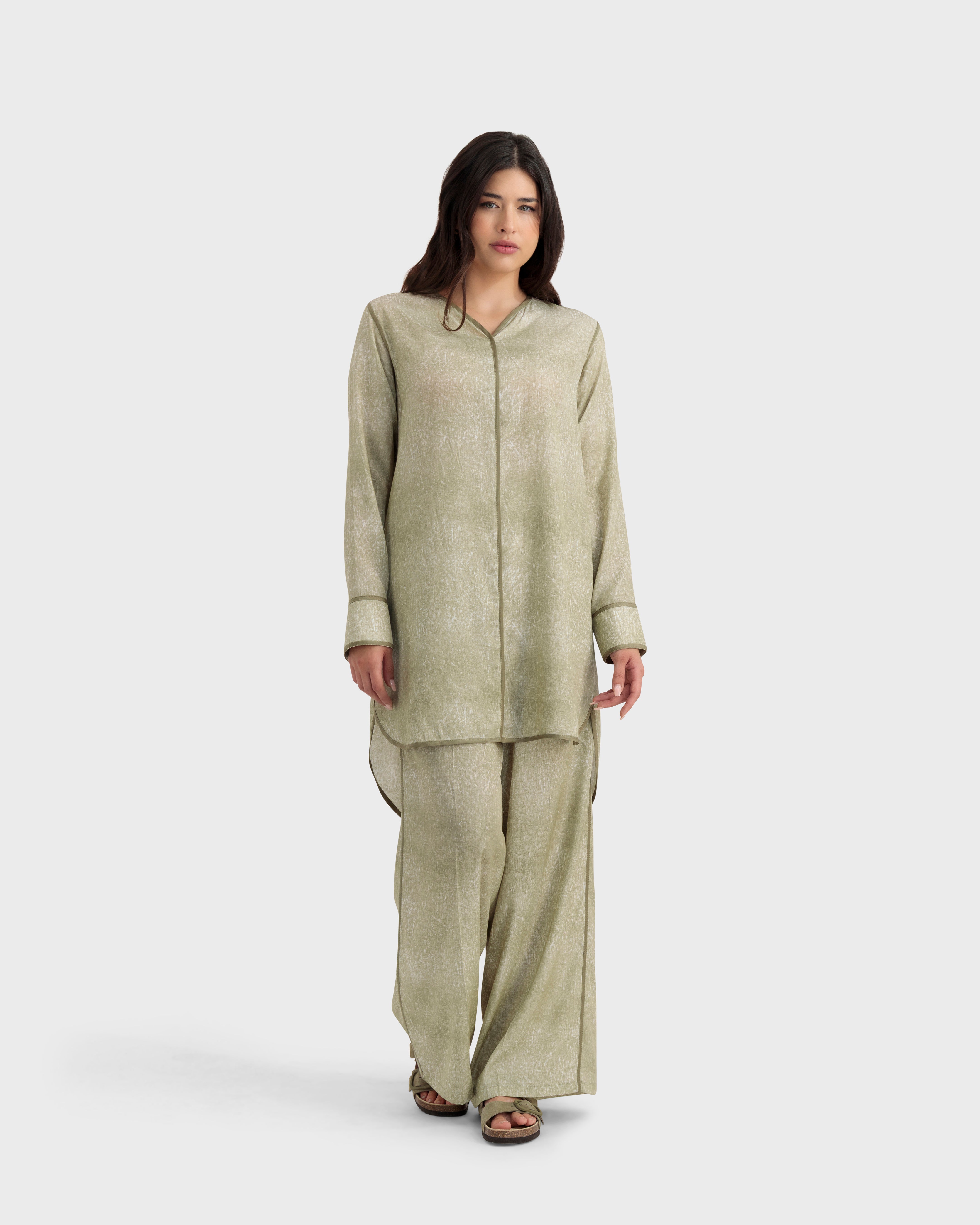 MAYA BLOUSE OLIVE GREEN PRINTED
