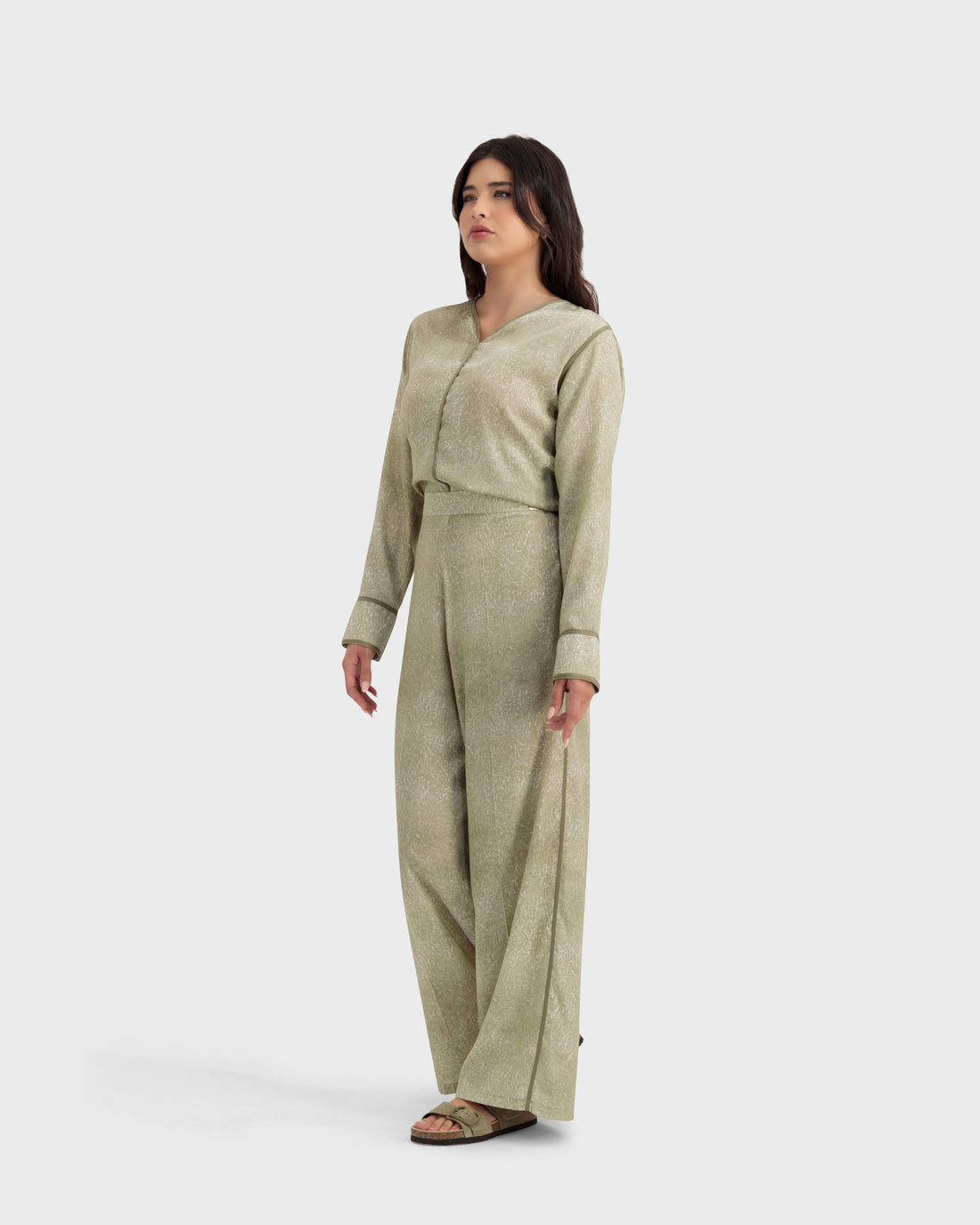 ZARA PANTS OLIVE GREEN PRINTED