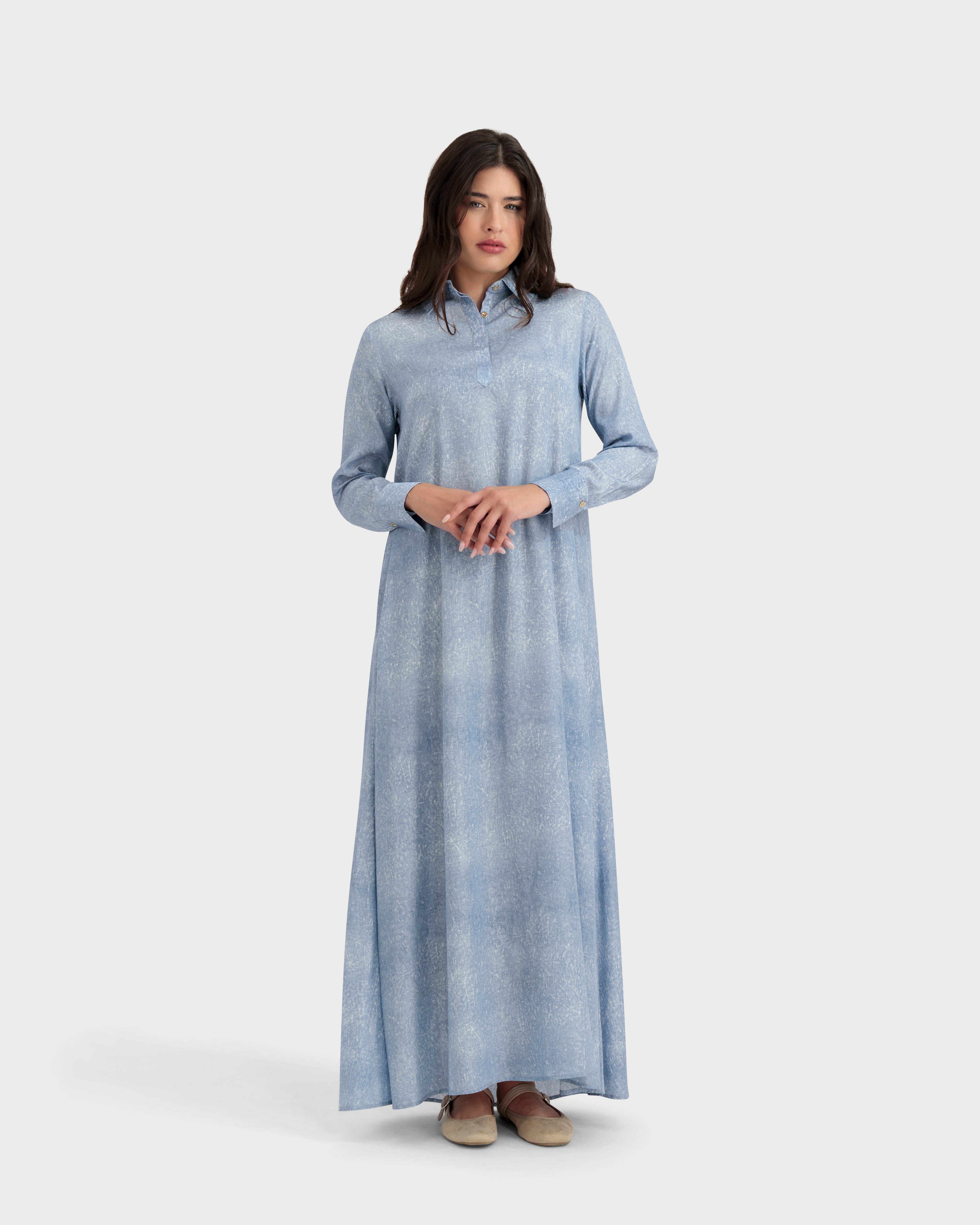 MARINA BLOUSE DRESS DENIM BLUE
