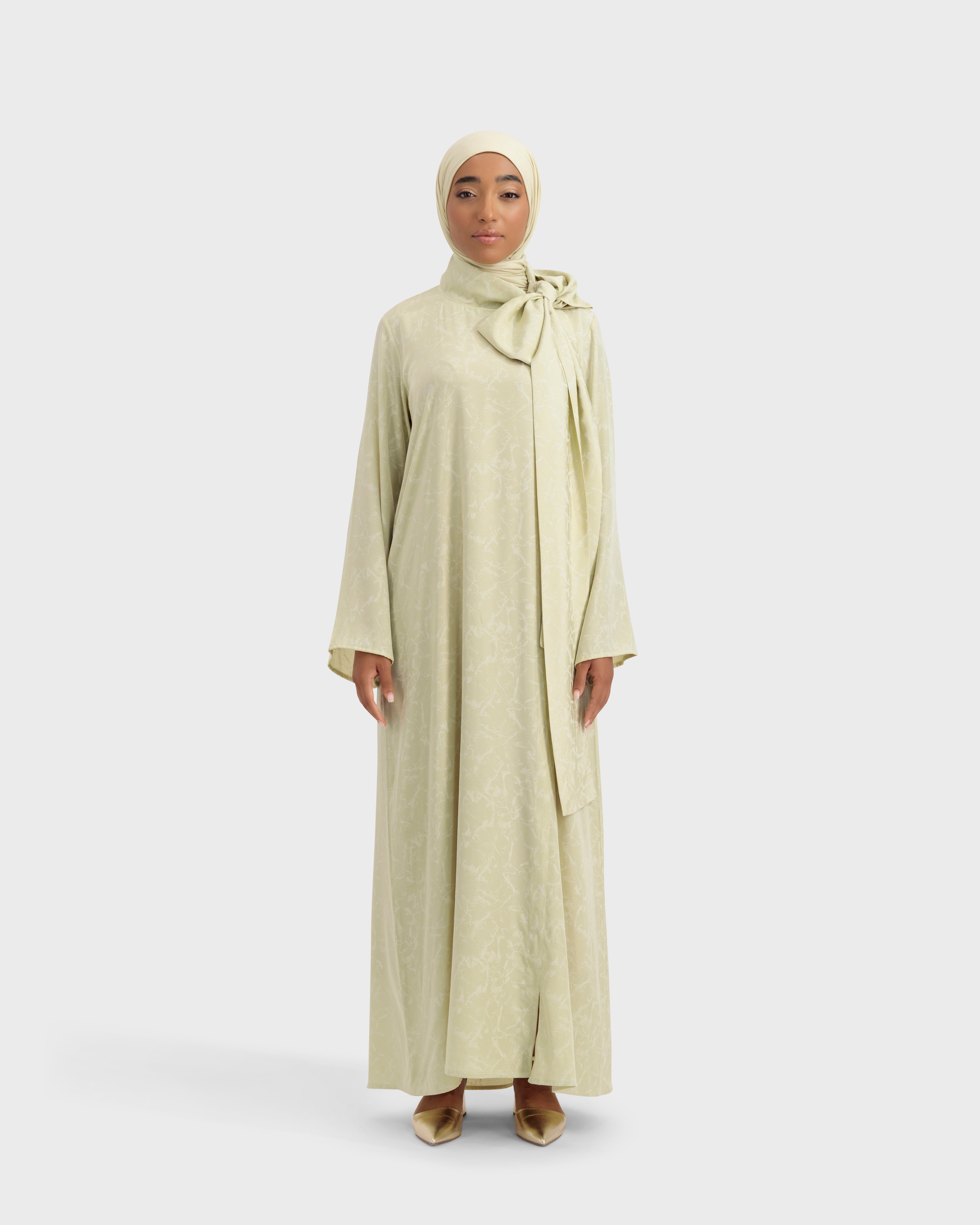 THE SOLEIL DRESS GREEN BEIGE