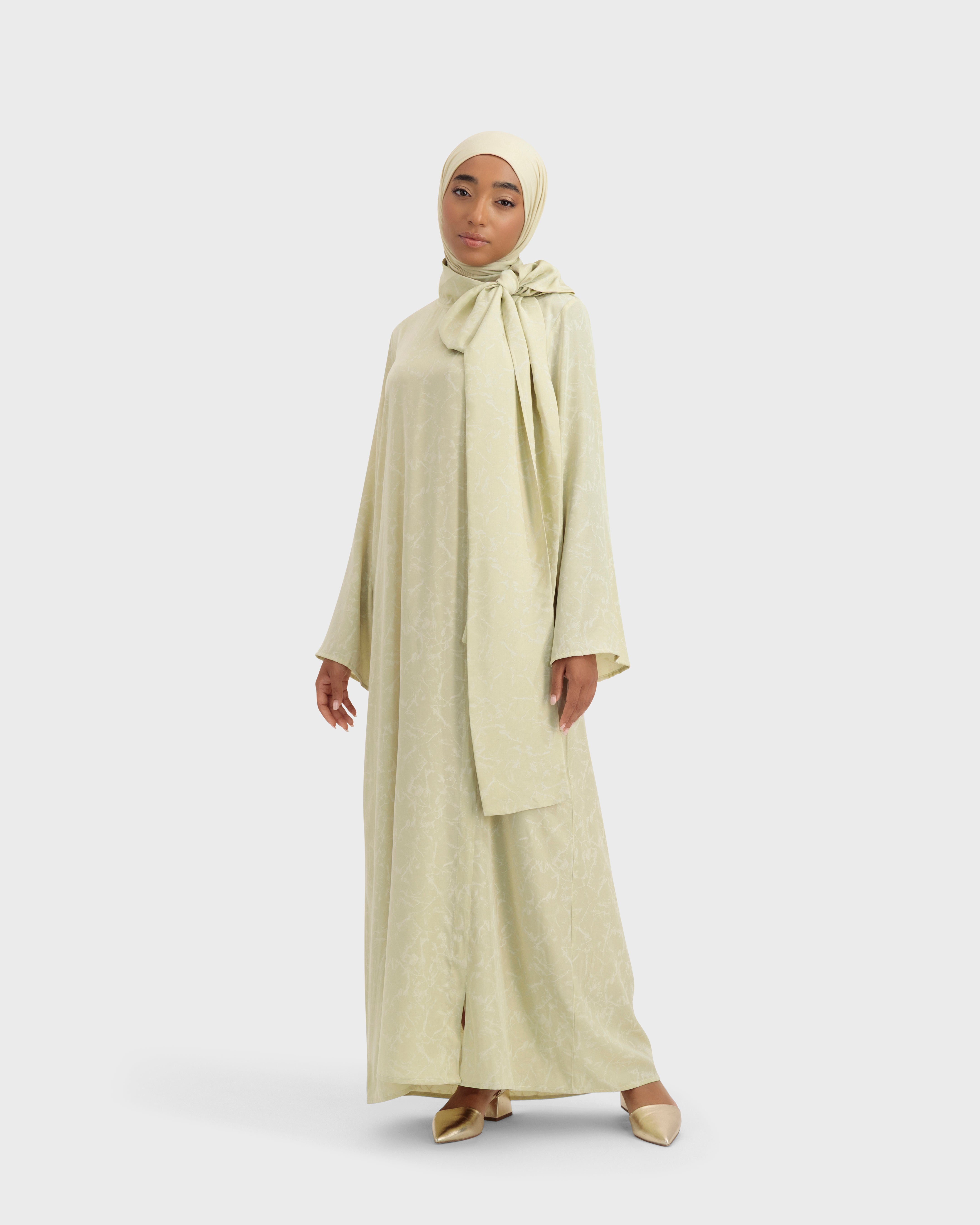 THE SOLEIL DRESS GREEN BEIGE