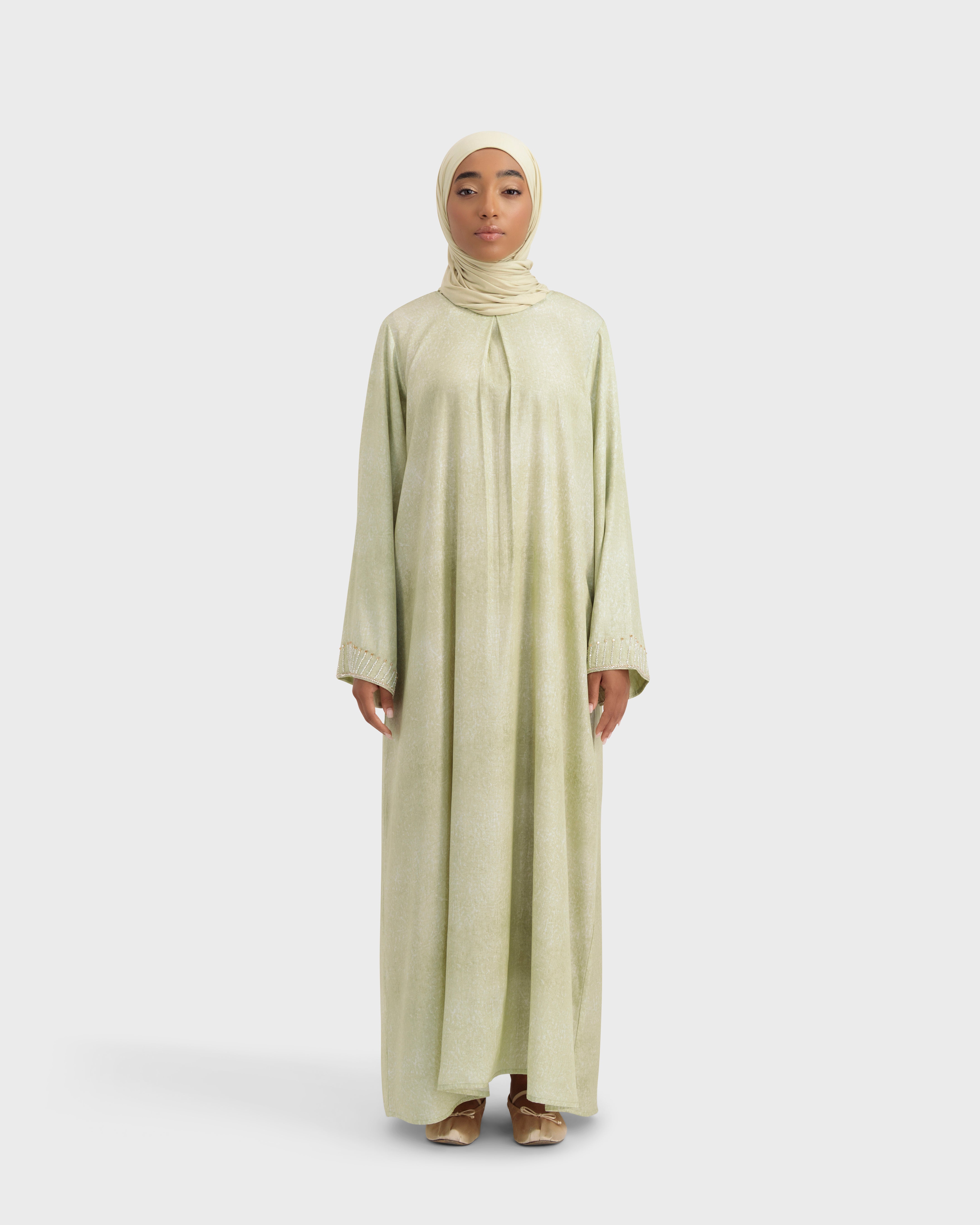 AURELIA DRESS GREEN BEIGE