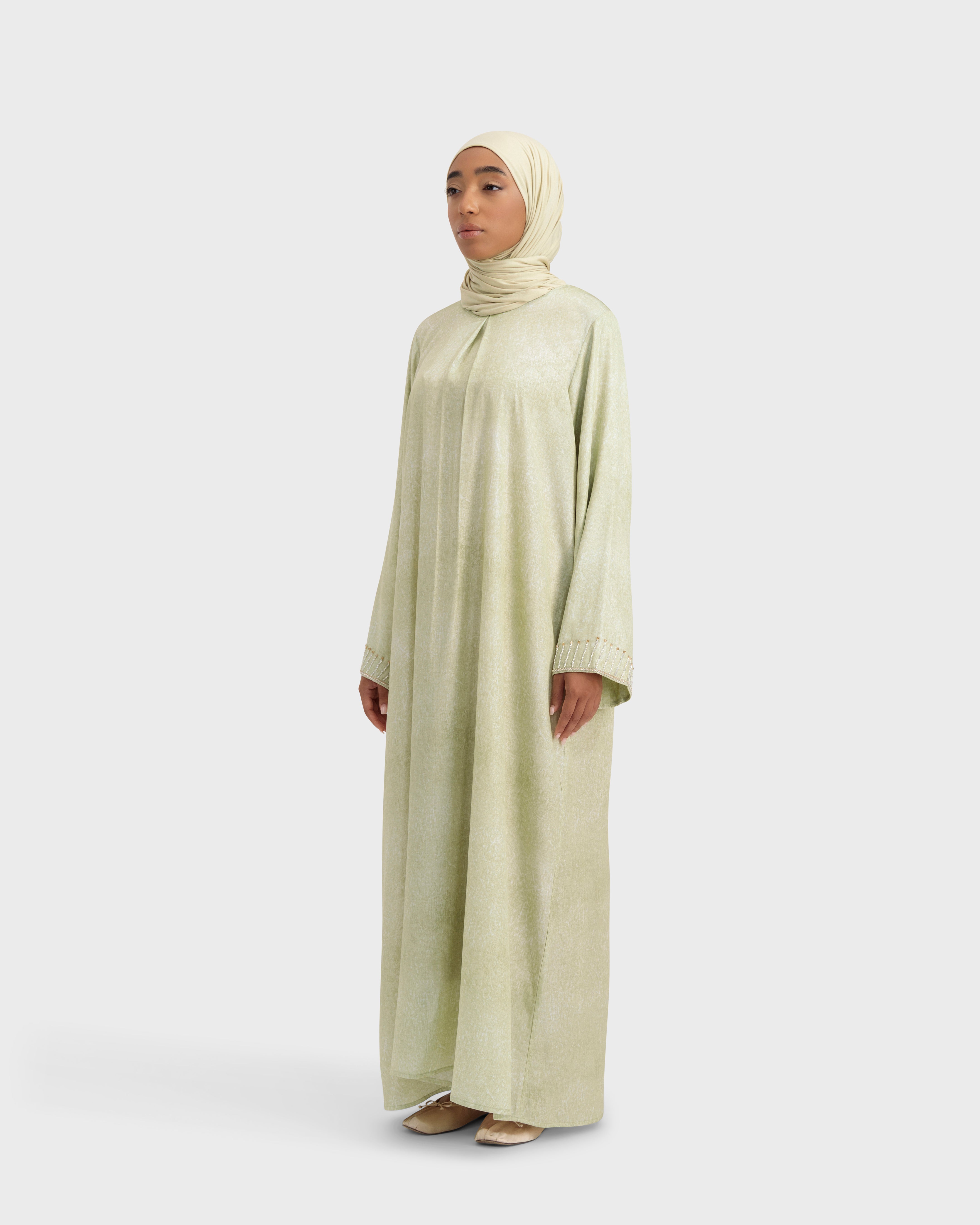 AURELIA DRESS GREEN BEIGE
