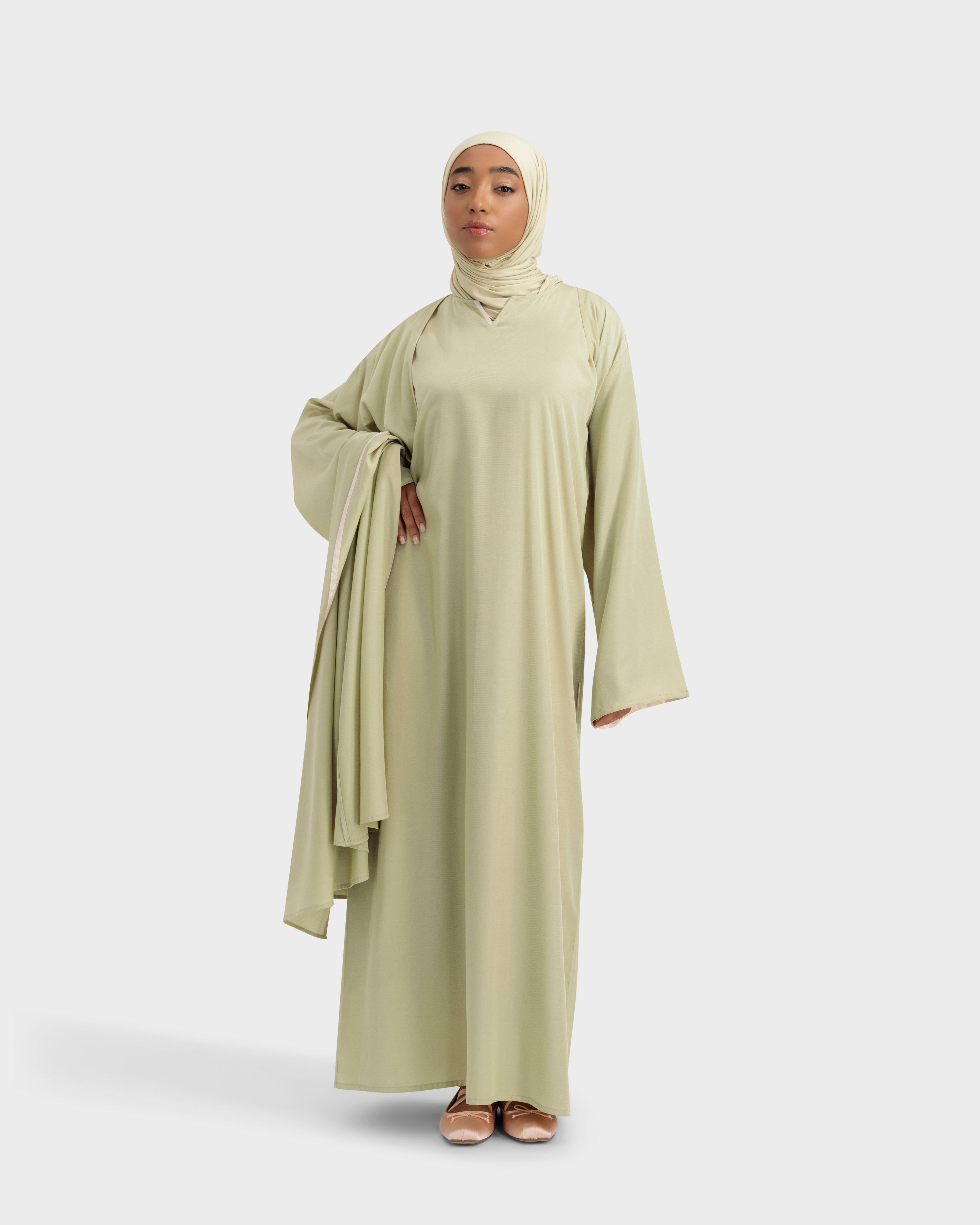 LANI DRESS GREEN BEIGE