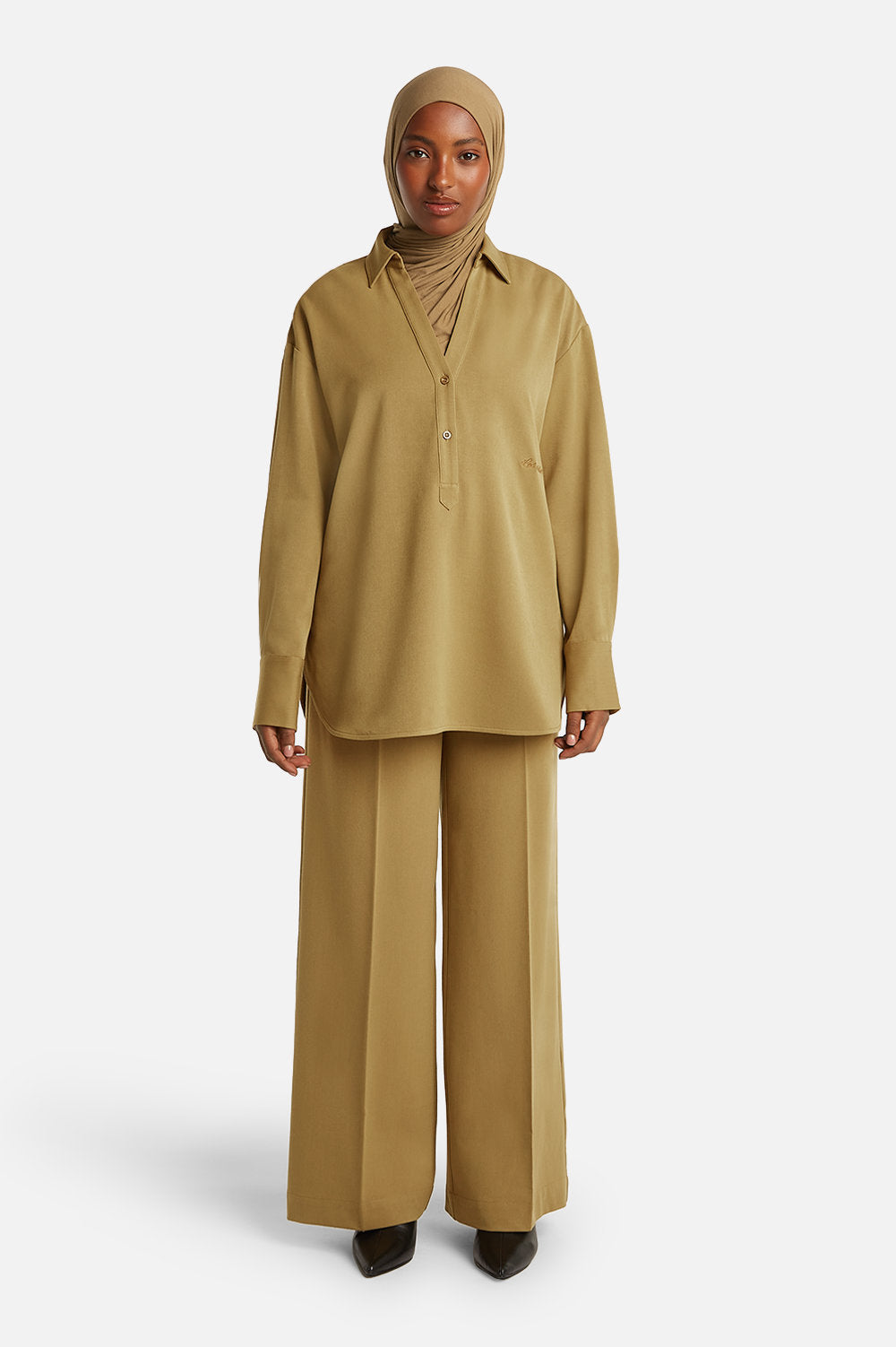ELENA WIDE-LEG PANTS <span>MOSS KHAKI</span>