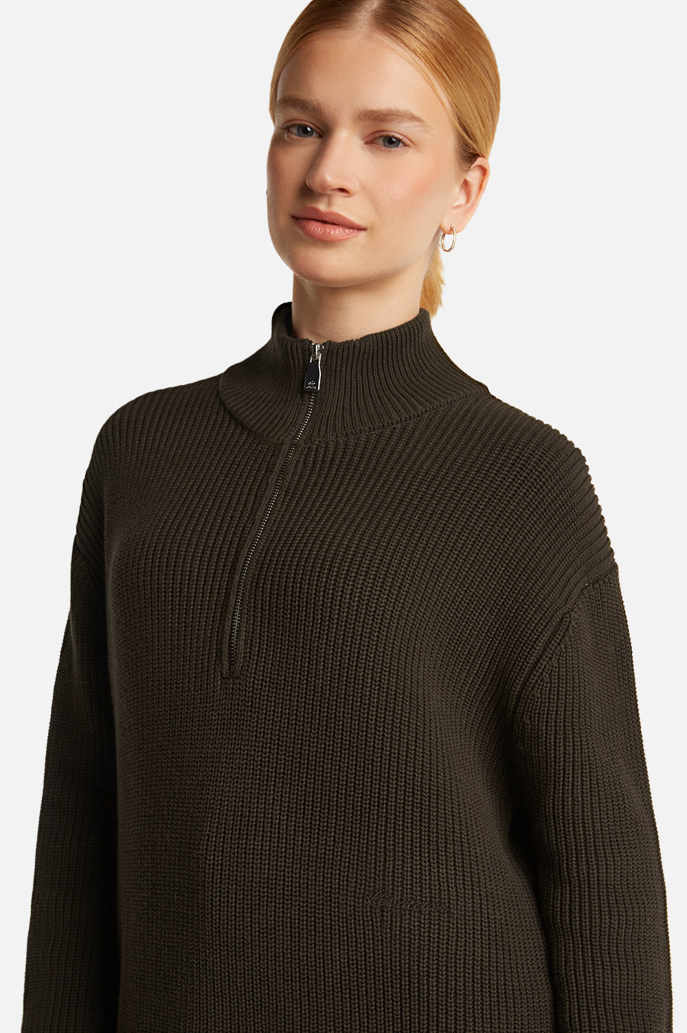 HIBA QUARTER-ZIP <span>DEEP TAUPE</span>