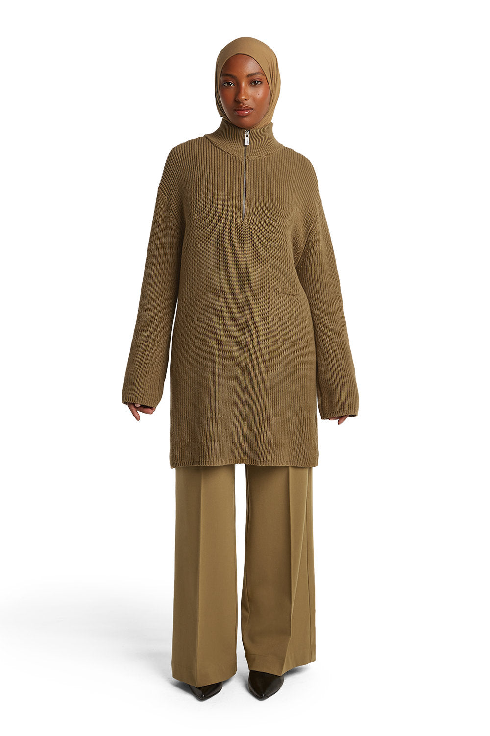 HIBA QUARTER-ZIP <span>MOSS KHAKI</span>