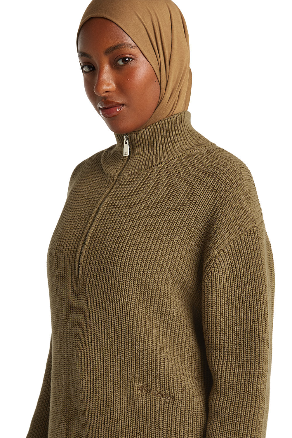 HIBA QUARTER-ZIP <span>MOSS KHAKI</span>