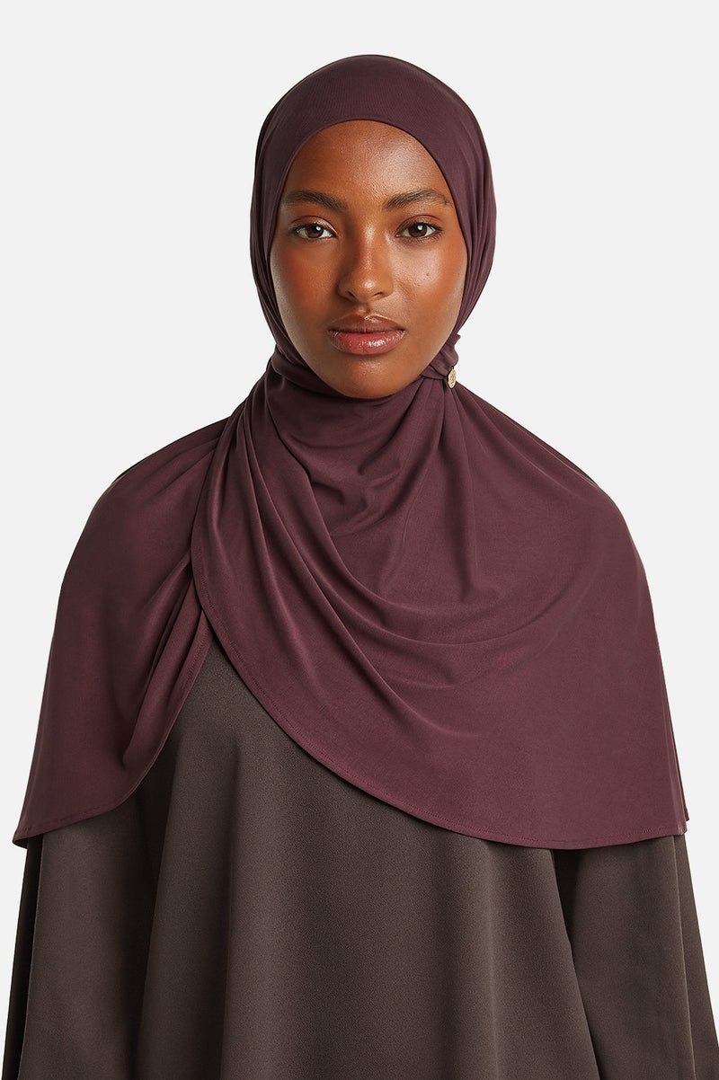 MODAL PULL ON SCARF LONG DARK MULBERRY